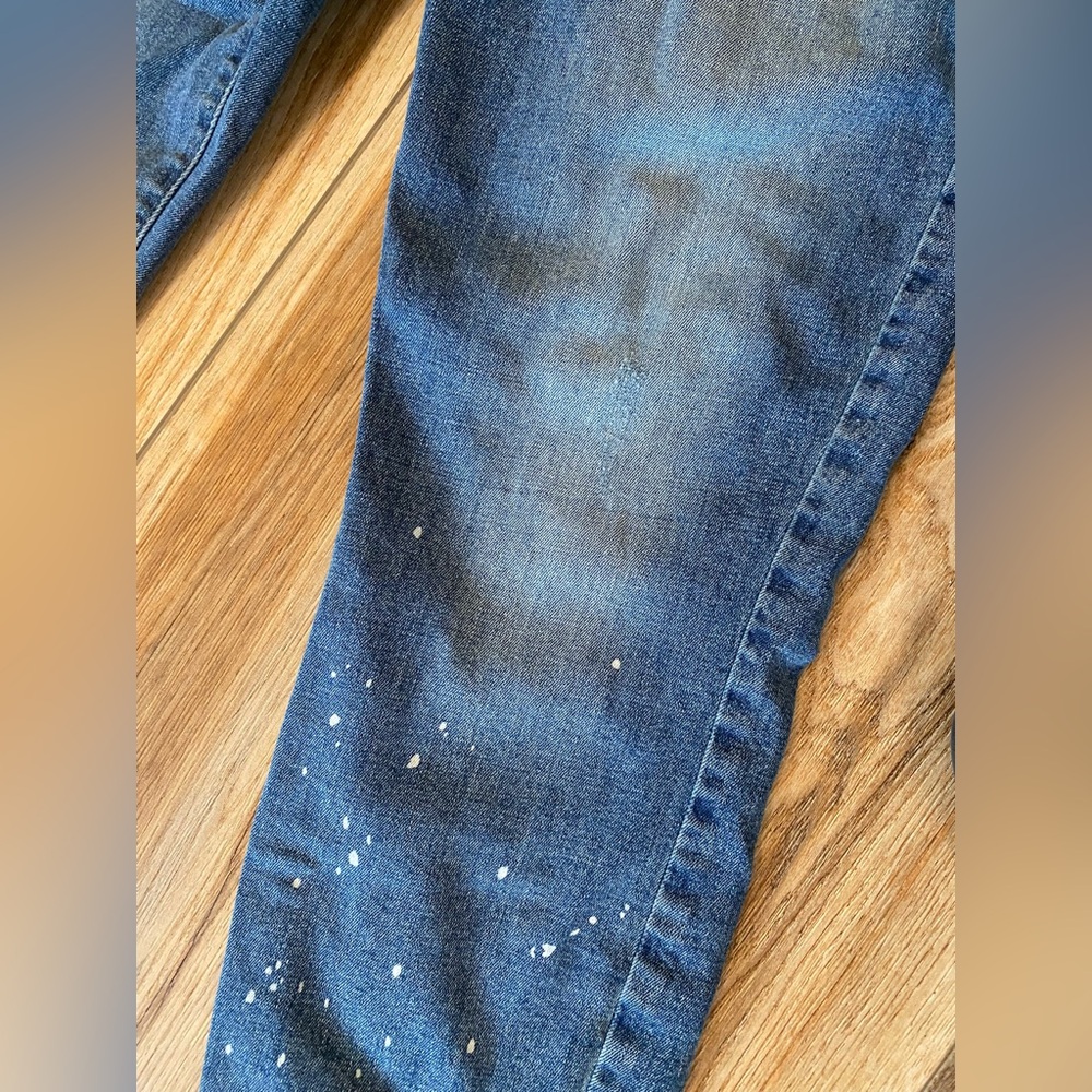 Blue Skinny Jeans with Distressed Fading - Picture 5 of 7